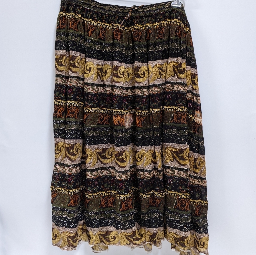 Emblem Long Flowing Boho Print Maxi Skirt, XL